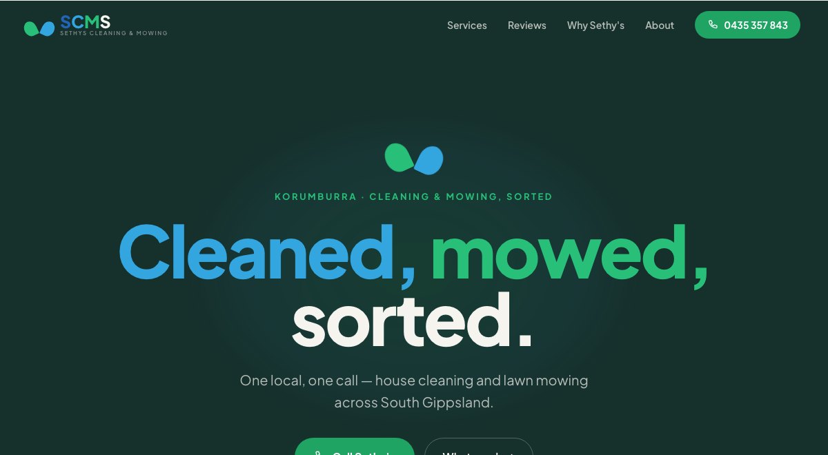 Sethy's Cleaning and Mowing website